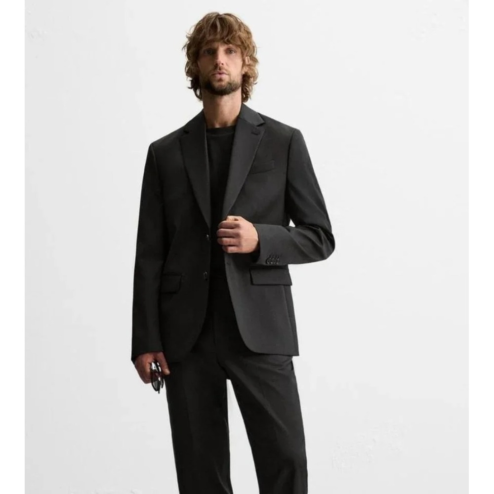 Zara Man dress blazer mens 40 pocket 9987/218/800 button Italian wool black $132